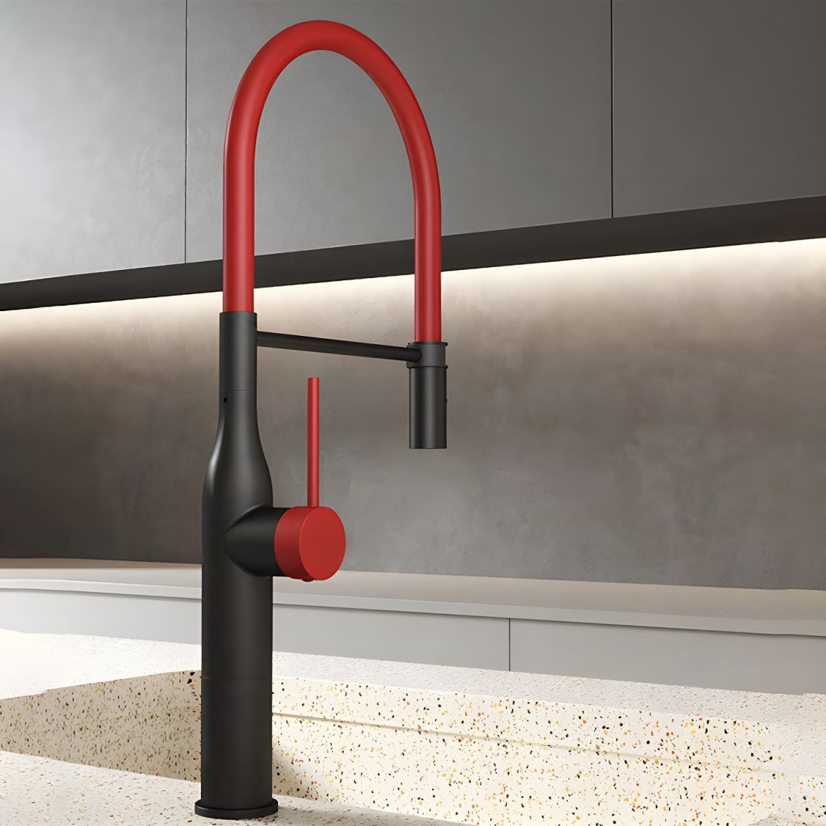 Alsvig | Industrial High Arc Pull Down Lever Gooseneck Kitchen Sink Mixer Tap