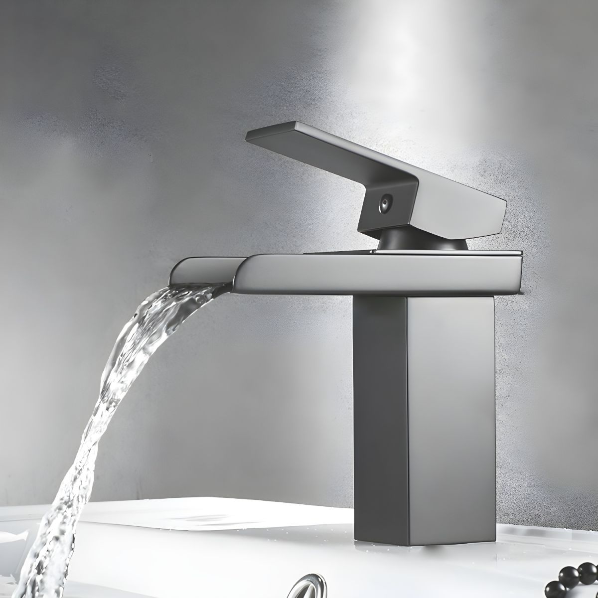Kestruve | Modern Column Waterfall Spout Bathroom Sink Tap
