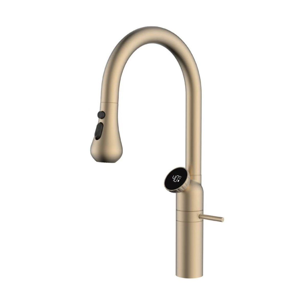 Syltara | Professional Arched Retractable Spout Kitchen Mixer Tap with Temperature Display