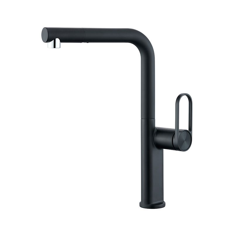 Lindvarek | Elegant L-Shaped Pull Out Kitchen Sink Mixer Tap with Retractable Swivel Spout