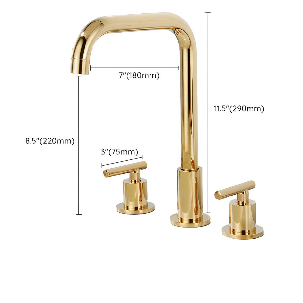 Sylvorne | Modern Tubular Profile Widespread Dual Lever Bathroom Sink Tap