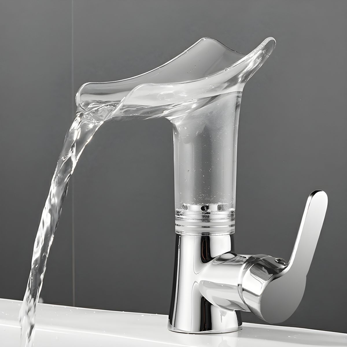 Elduvike | Modern Arched Profile Waterfall Bathroom Sink Tap