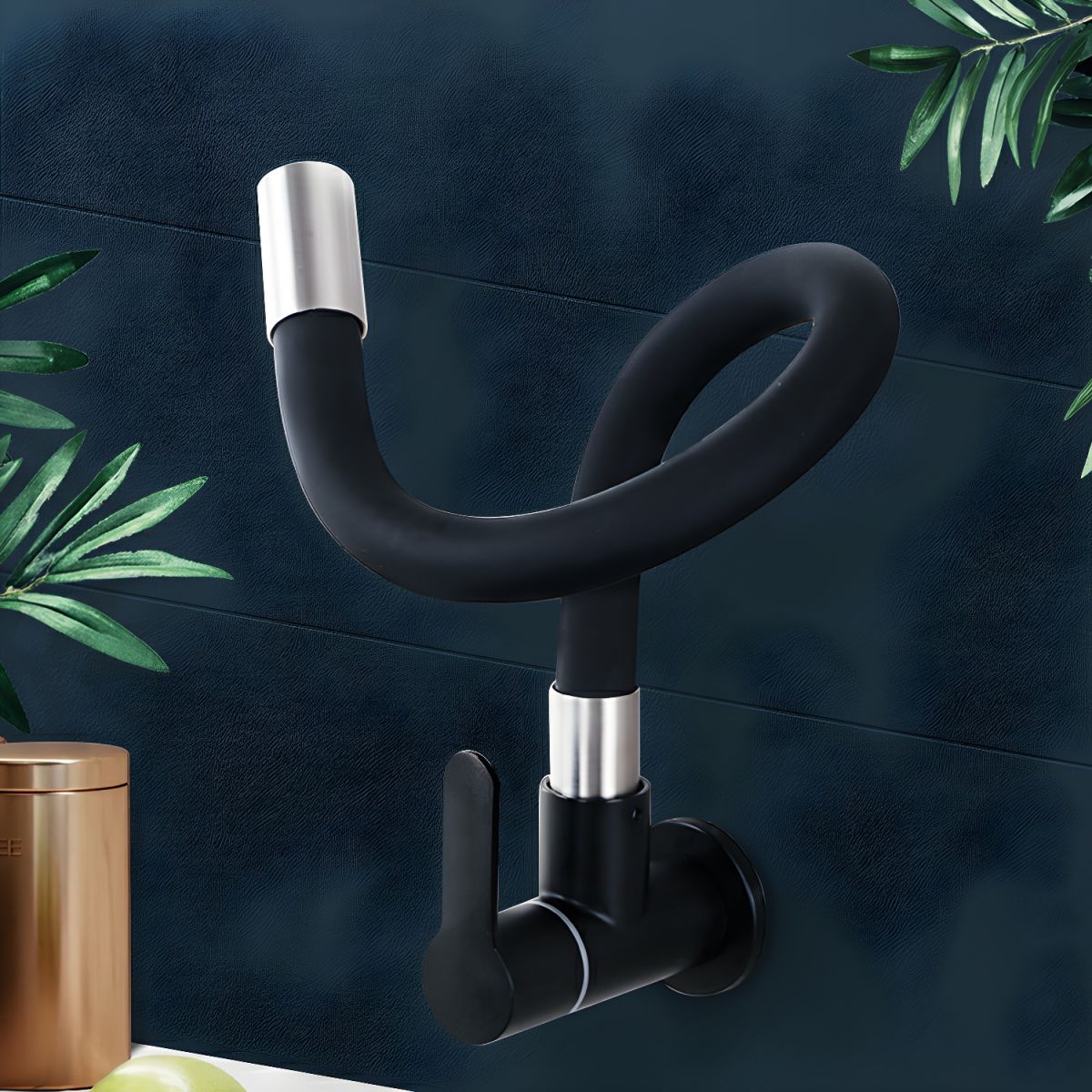 Arvordic | High Arc Wall Mounted Fluid Swivel Spout Kitchen Sink Tap