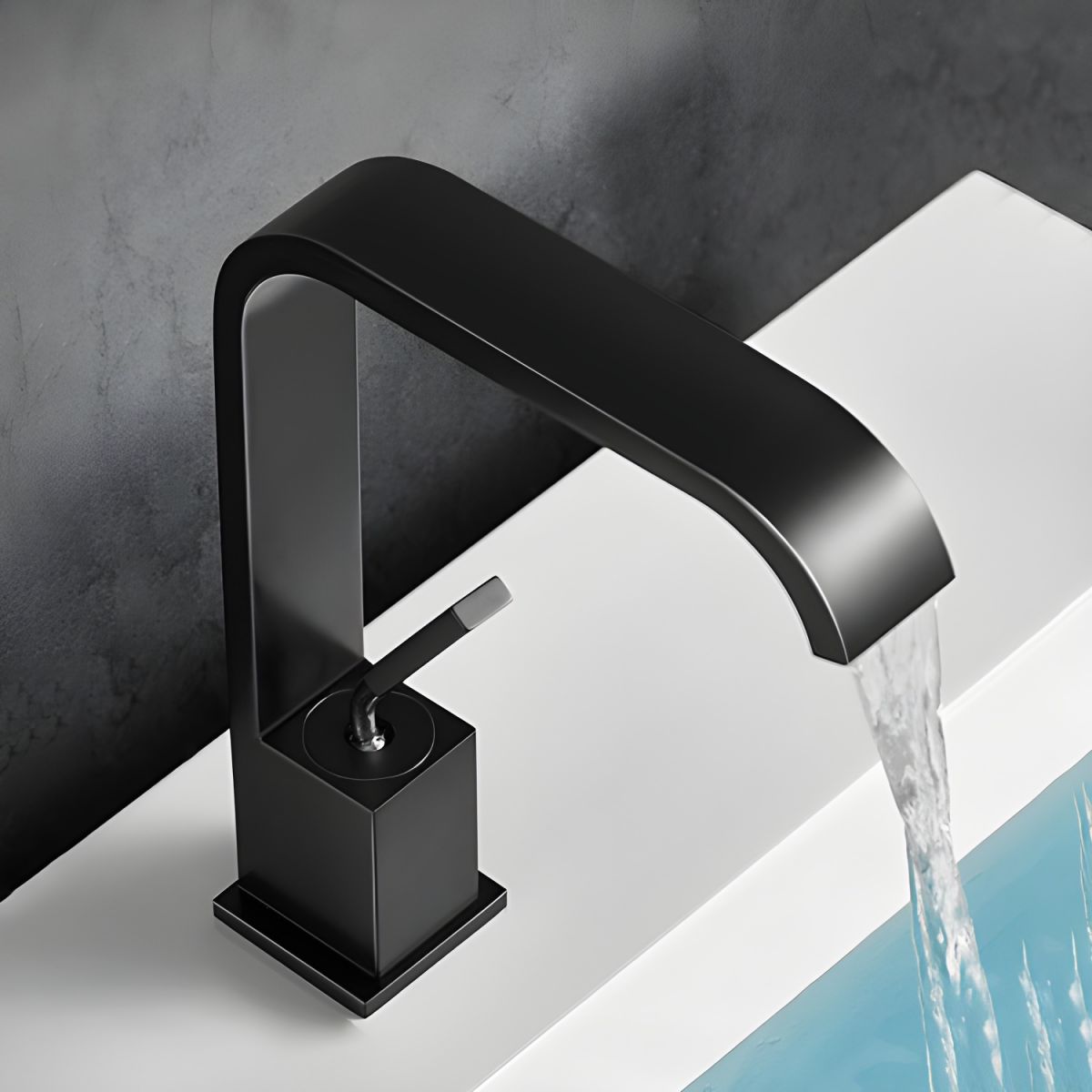Sylthire | Contemporary Arched Profile Waterfall Bathroom Sink Tap