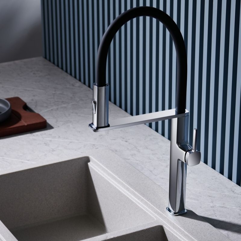 Eldvalla | Modern Gooseneck Silhouette Swivel Spout Kitchen Sink Mixer Tap