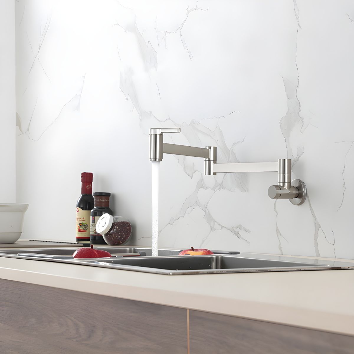 Arviden | Wall Mounted Pull Down and Articulated Kitchen Pot Filler Tap