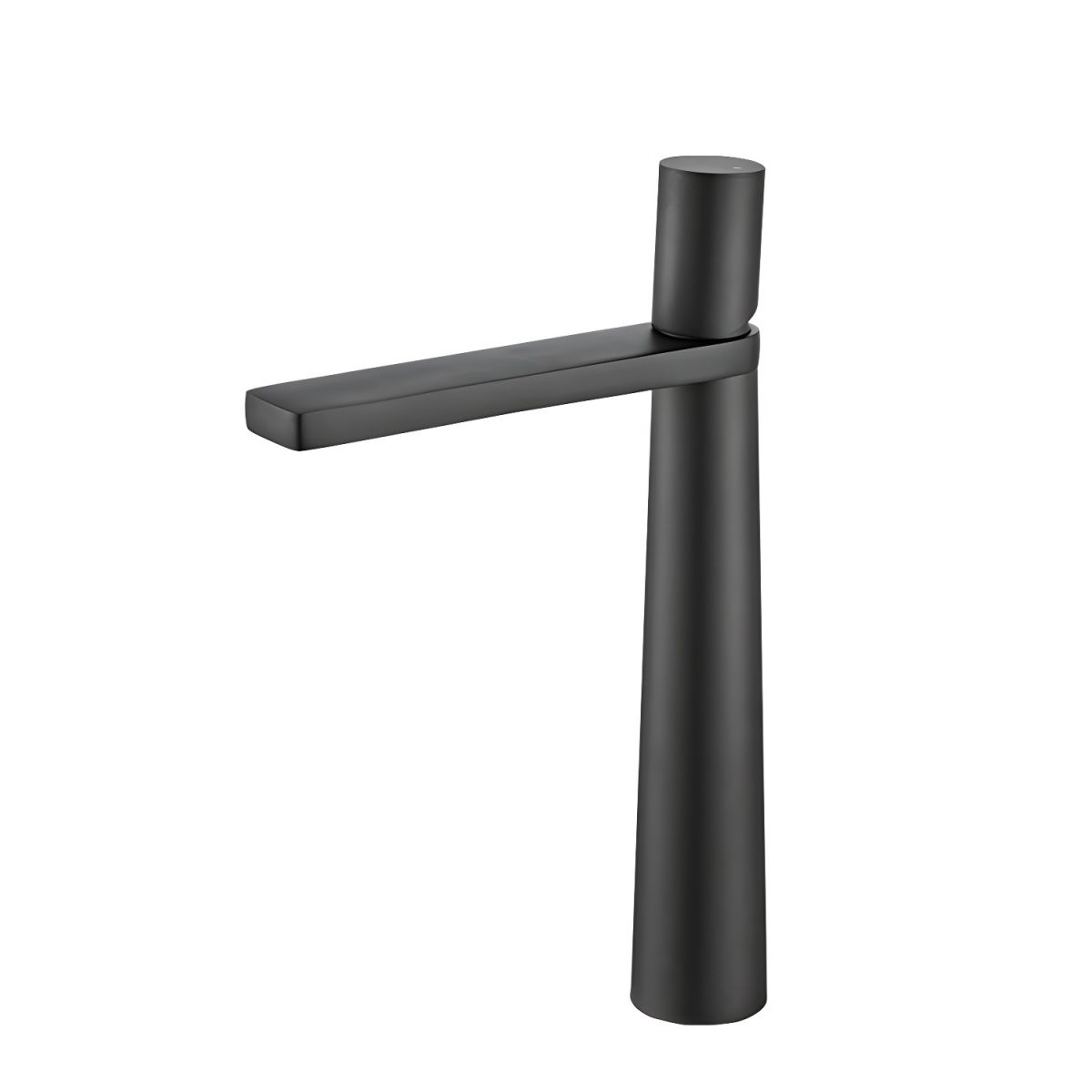 Thalruvne | Modern Cylindrical Silhouette Single Hole Bathroom Sink Tap with Rotary Knob