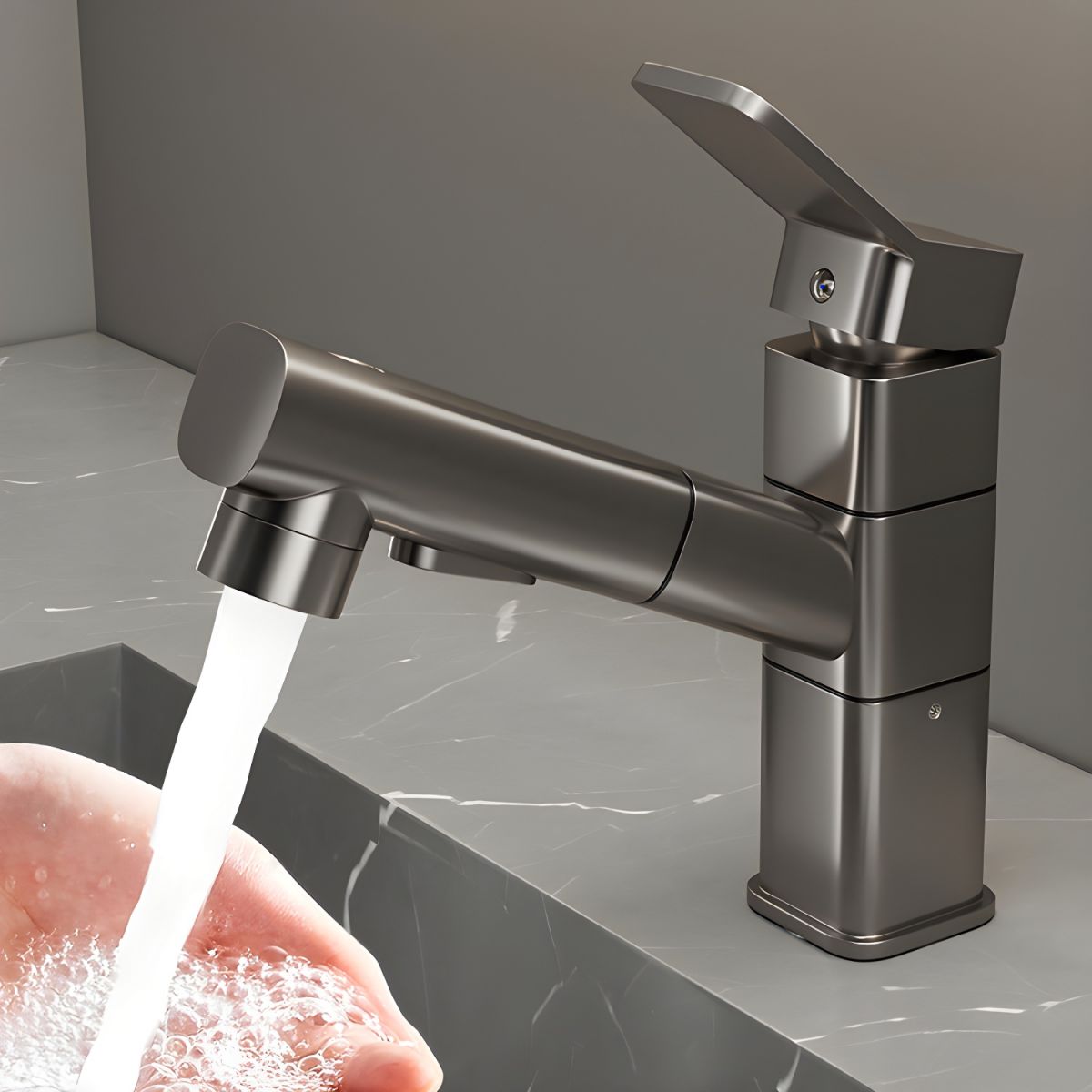 Oksvalah | Modern Geometric Column Profile Bathroom Sink Tap