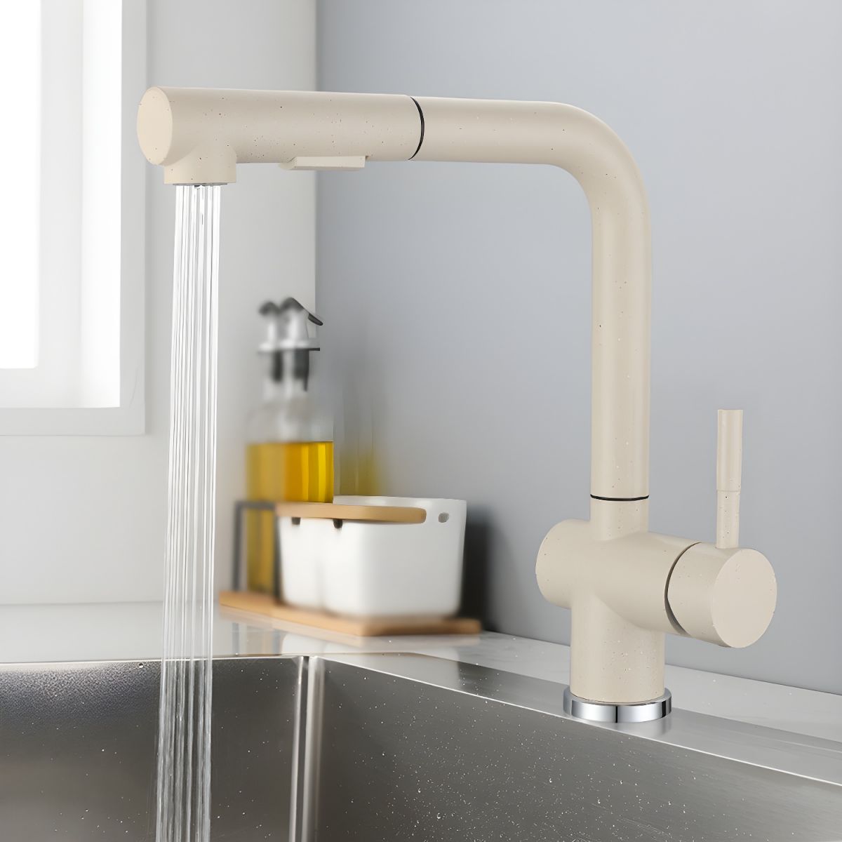 Aerisund | Elegant L-Shaped Retractable Spout Kitchen Sink Mixer Tap