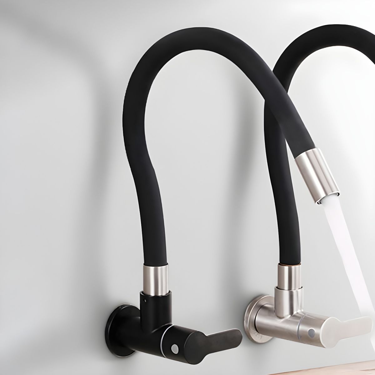 Arvordic | High Arc Wall Mounted Fluid Swivel Spout Kitchen Sink Tap