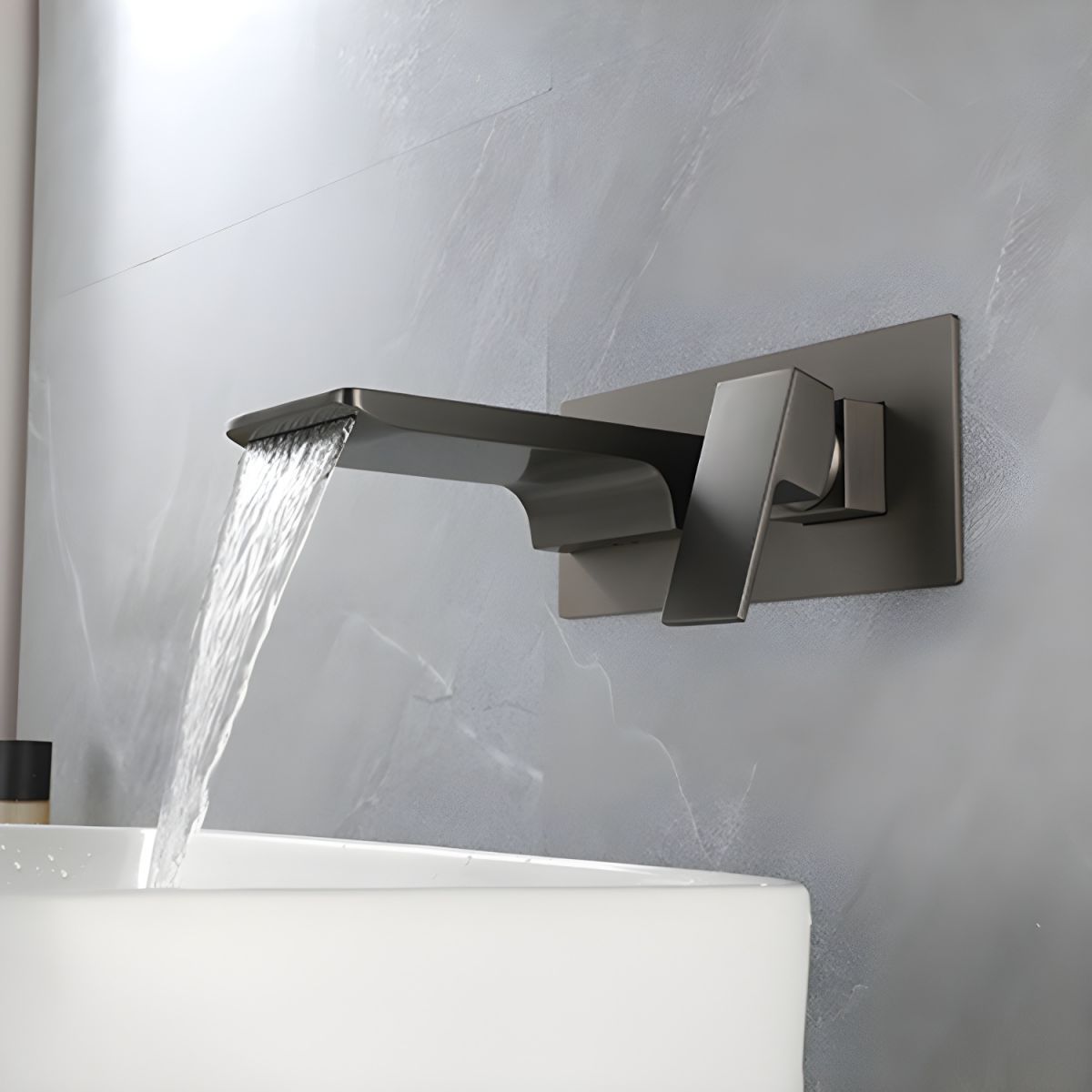 Luvarni | Modern Wall Mounted Square Profile Waterfall Bathroom Tap