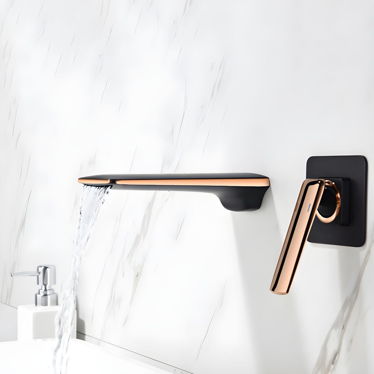 Huvalle | Waterfall Spout Wall Mounted Bathroom Basin Tap
