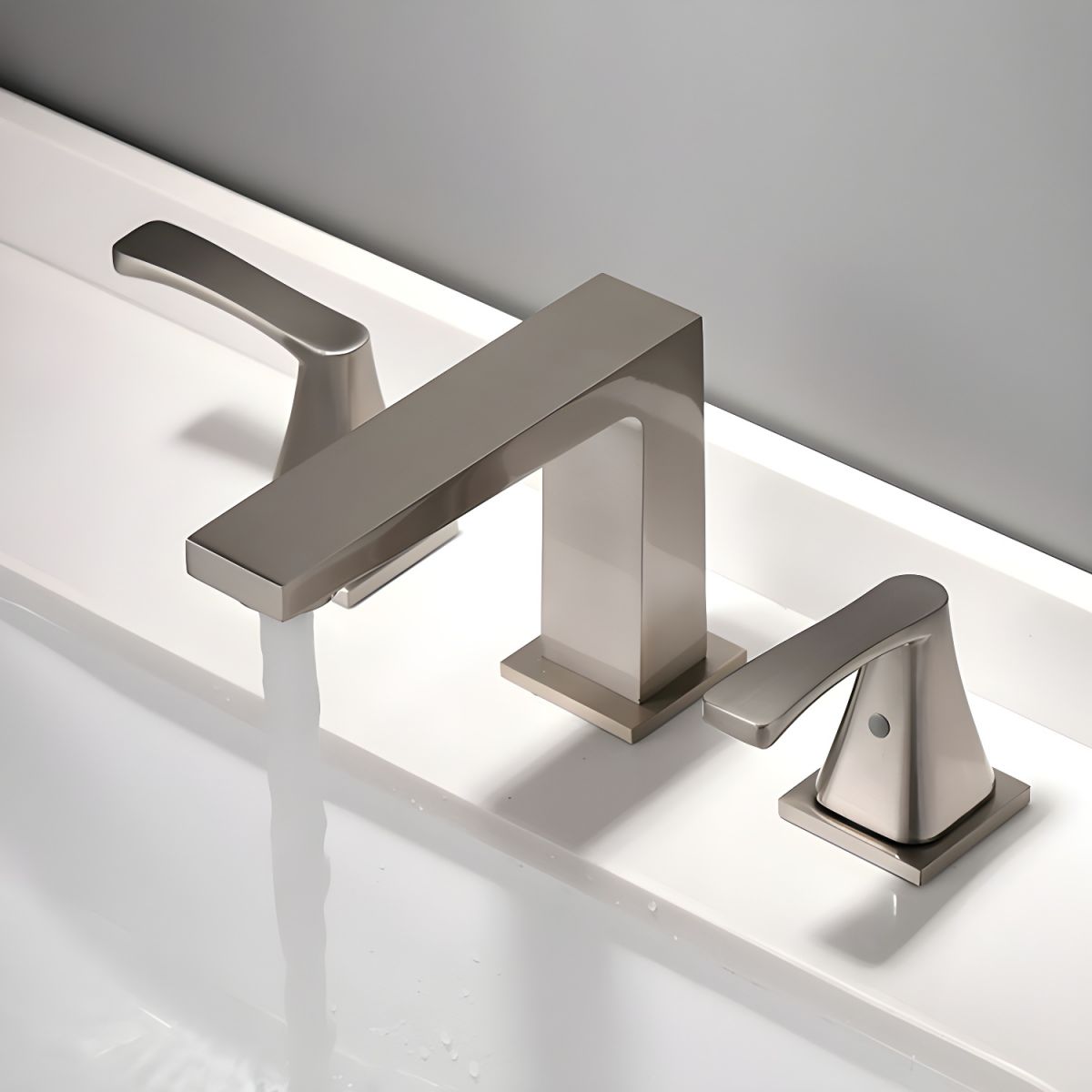 Hjalmar | Widespread Square Silhouette Dual Lever Bathroom Sink Tap