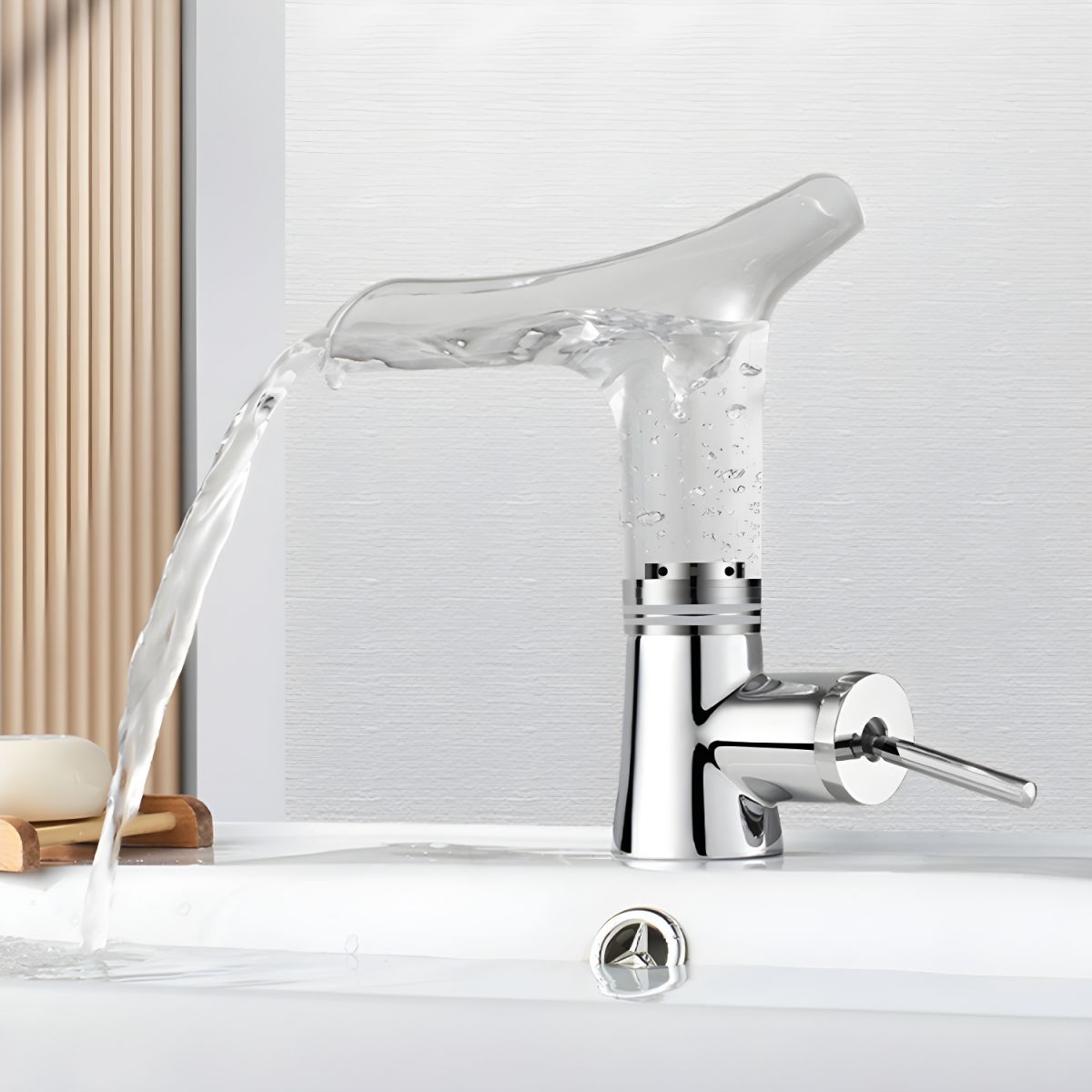 Elduvike | Modern Arched Profile Waterfall Bathroom Sink Tap