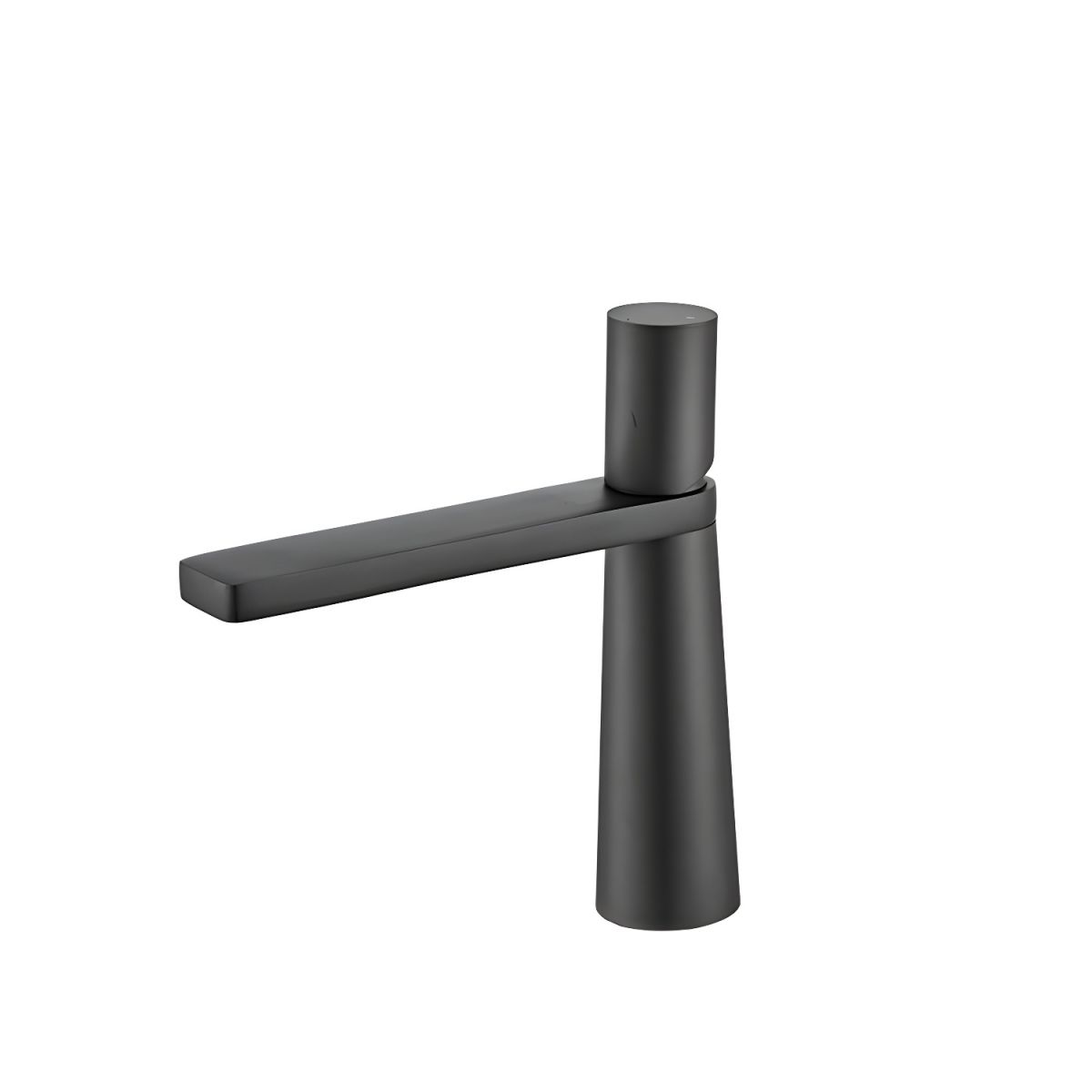 Thalruvne | Modern Cylindrical Silhouette Single Hole Bathroom Sink Tap with Rotary Knob