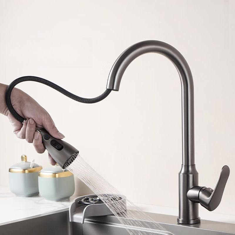 Elthune | Modern Gooseneck Retractable Swivel Spout Kitchen Sink Mixer Tap