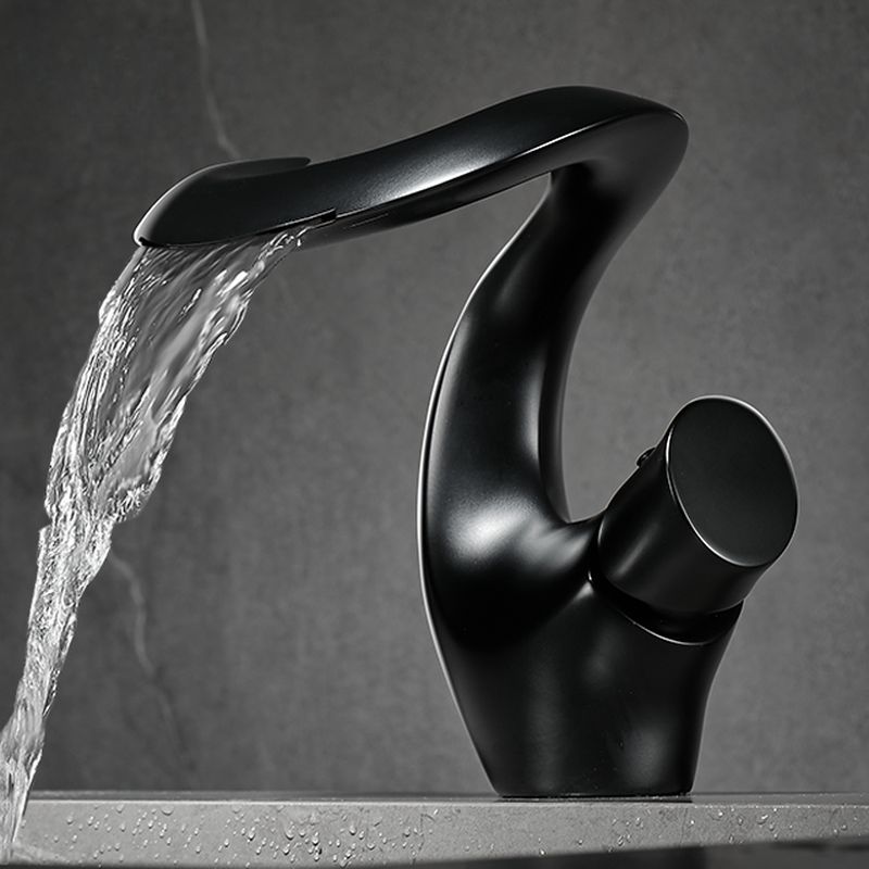 Juvallure | Modern Curved Column Waterfall Spout Bathroom Sink Tap