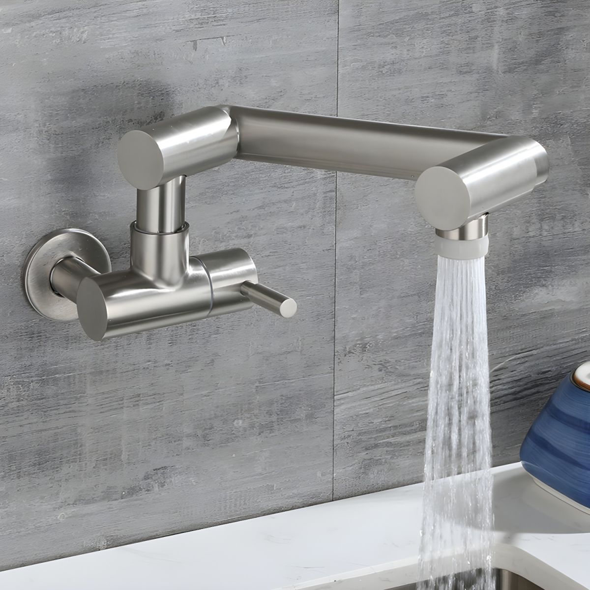 Nythronic | Modern Articulated Arm Swivel Spout Wall Mounted Bathroom Tap
