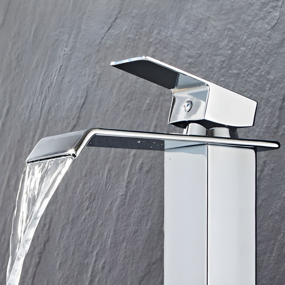 Hravund | Modern Square Waterfall Spout Bathroom Sink Tap