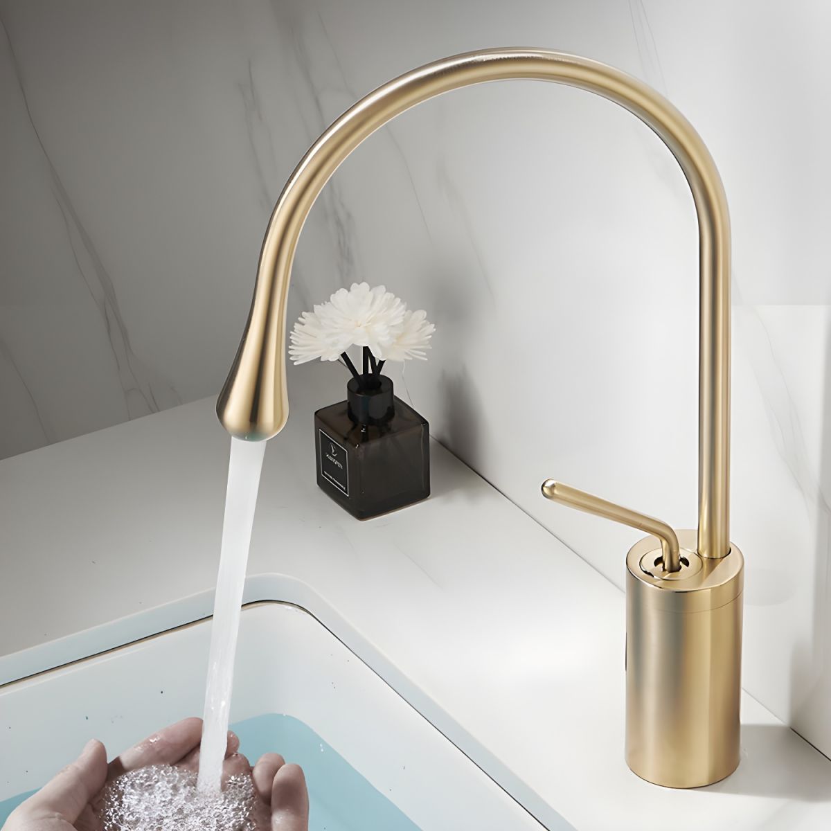 Lyvorne | Modern Circular Swivel Spout Single Lever Vessel Bathroom Basin Tap