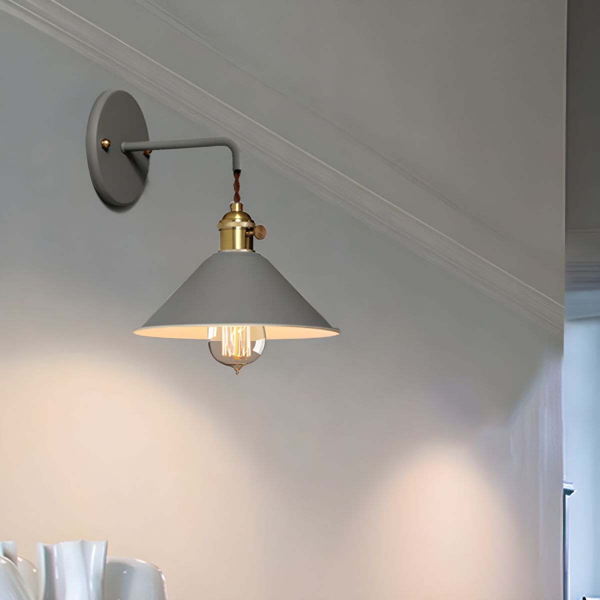 Velmory | Vintage Painted Metal Downward Shade Modern Wall Light