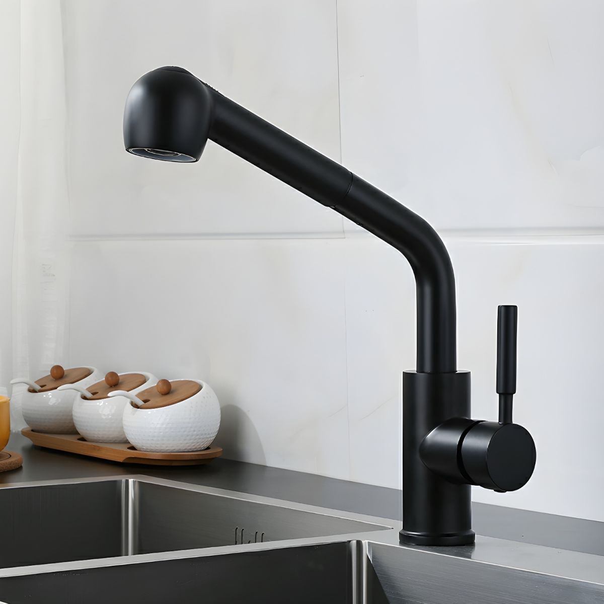 Alvorden | Modern Rotatable Swivel Spout Pull Out Kitchen Sink Mixer Tap