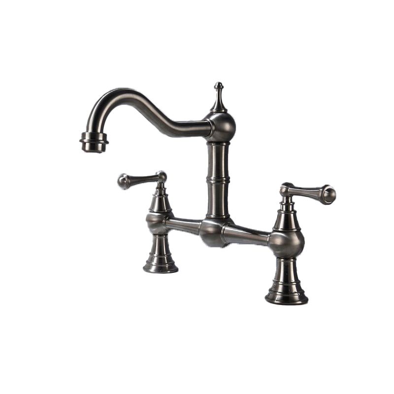 Kalvorth | Modern Dual Lever Low Arc Bridge Kitchen Sink Tap