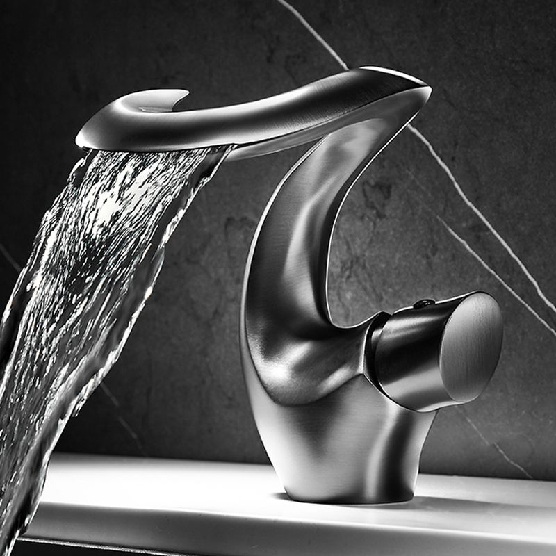 Juvallure | Modern Curved Column Waterfall Spout Bathroom Sink Tap