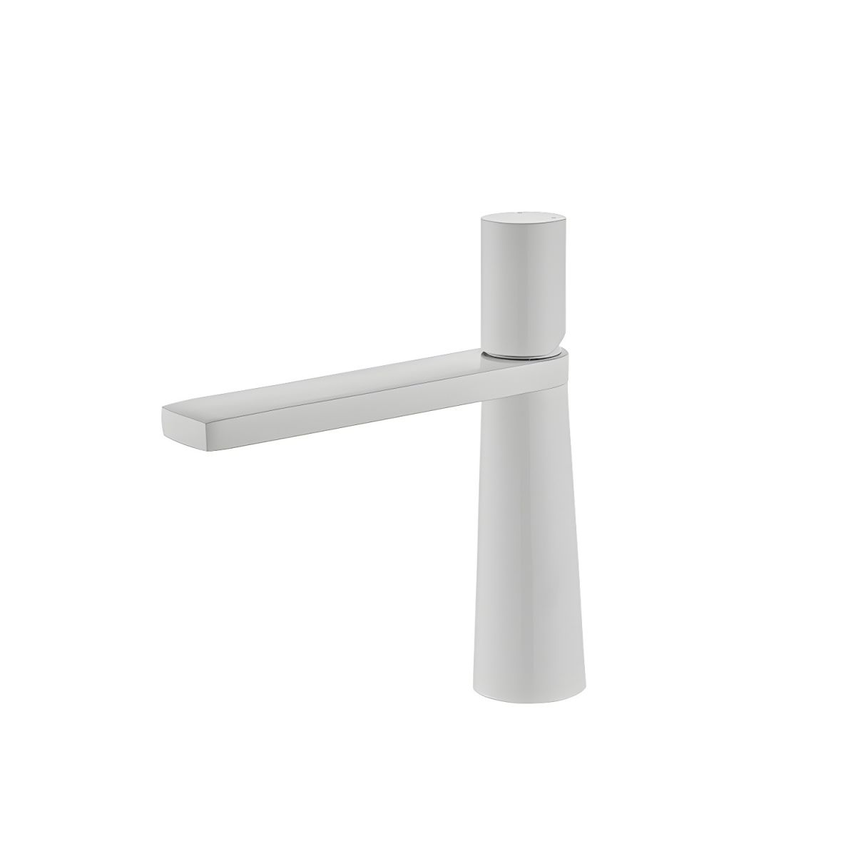 Thalruvne | Modern Cylindrical Silhouette Single Hole Bathroom Sink Tap with Rotary Knob