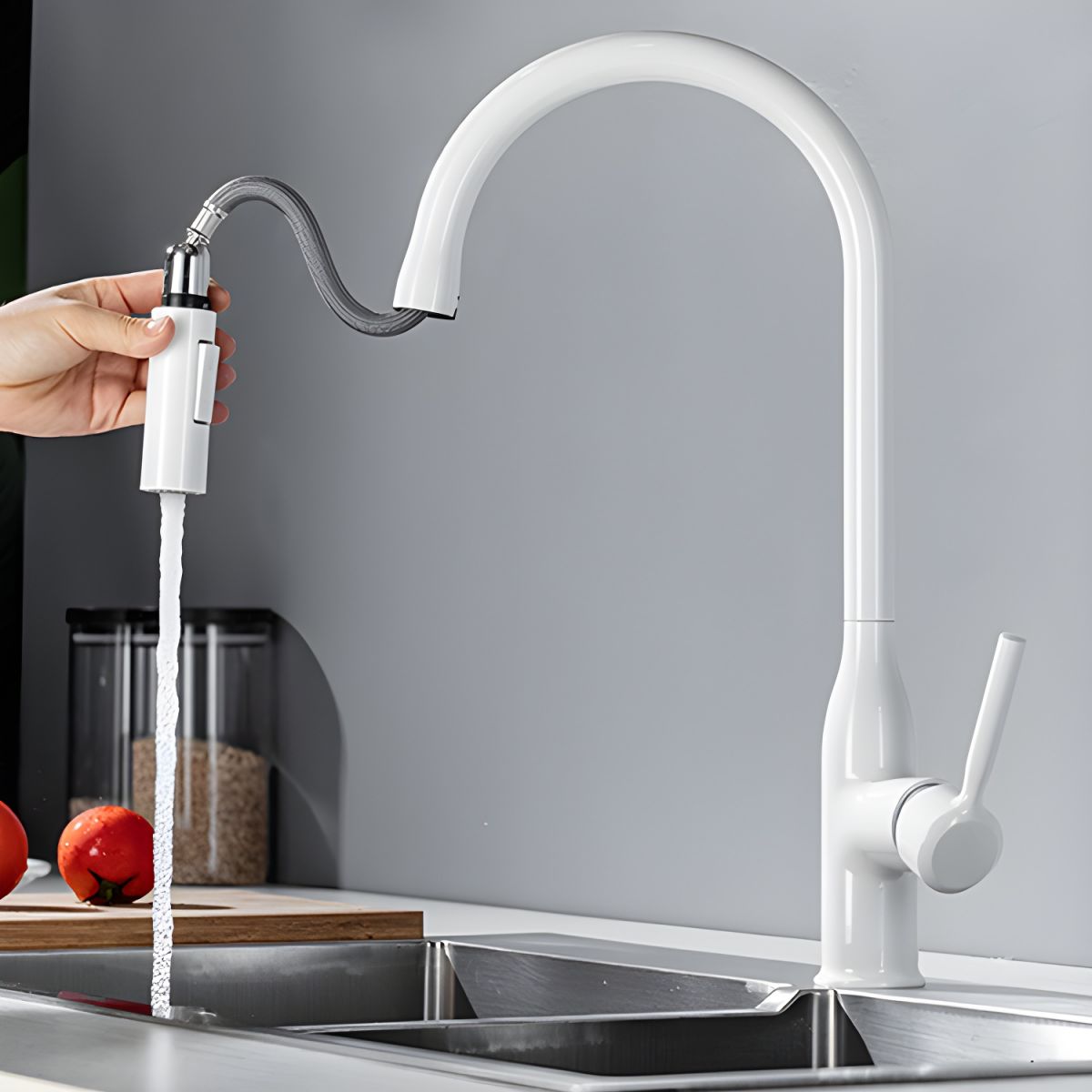 Fjordis | Nordic Gooseneck Pull Out Swivel Spout Kitchen Sink Mixer Tap