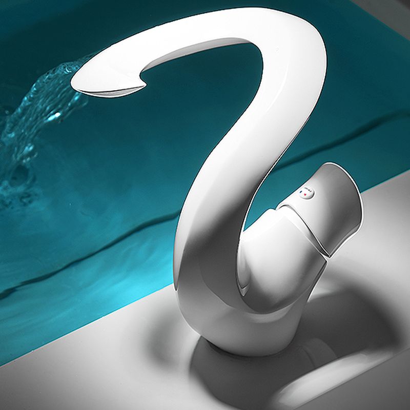 Juvallure | Modern Curved Column Waterfall Spout Bathroom Sink Tap