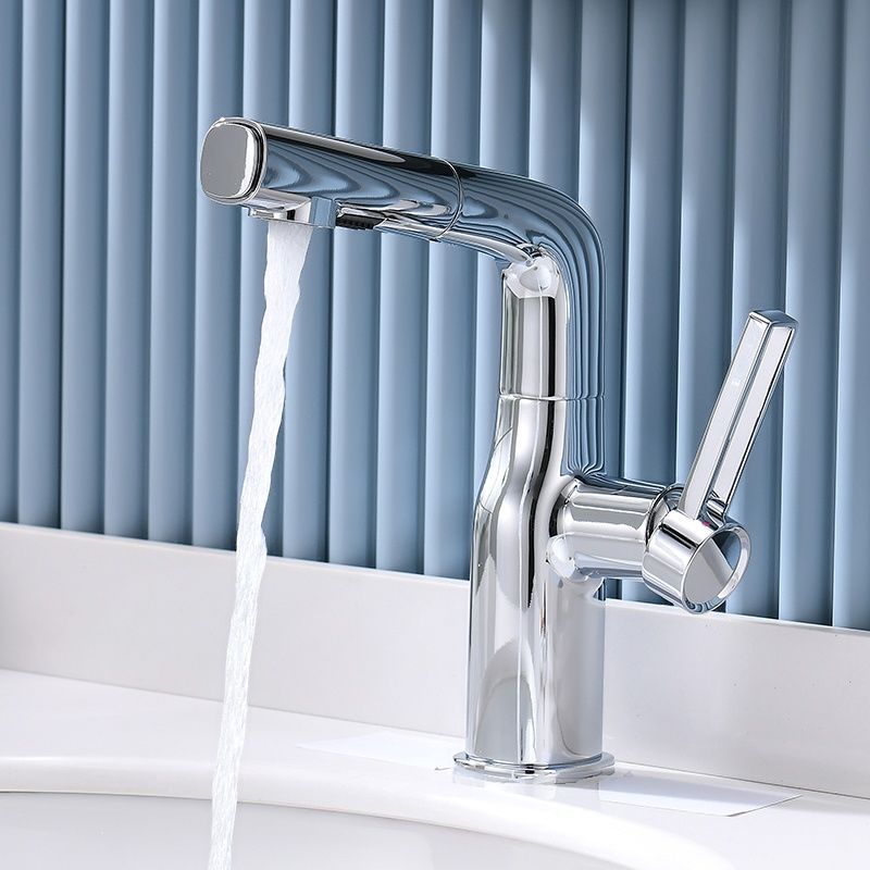 Mysivalla | Modern Curved Column Bathroom Sink Tap with Retractable Spout