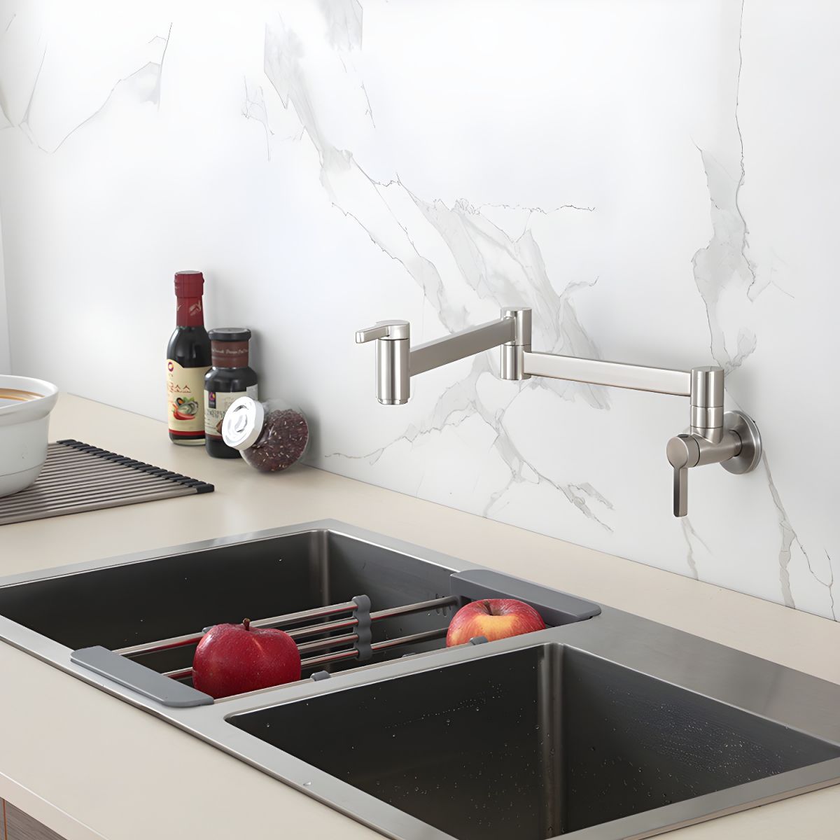 Arviden | Wall Mounted Pull Down and Articulated Kitchen Pot Filler Tap