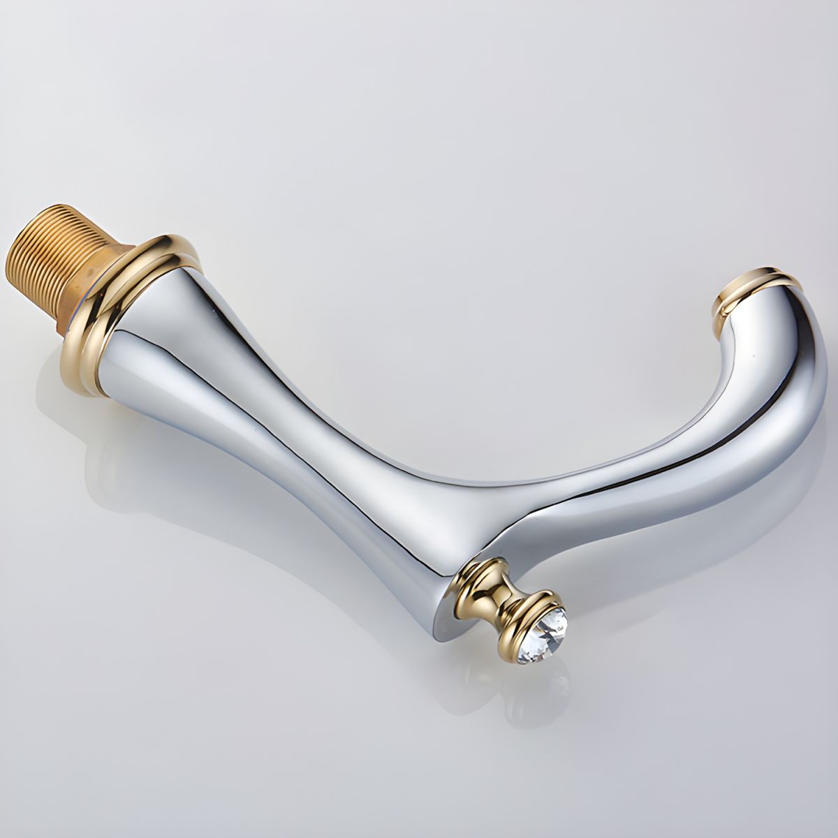 Juvandic | Glam Arched Spout Deck Mounted Widespread Dual Handle Bathroom Sink Tap