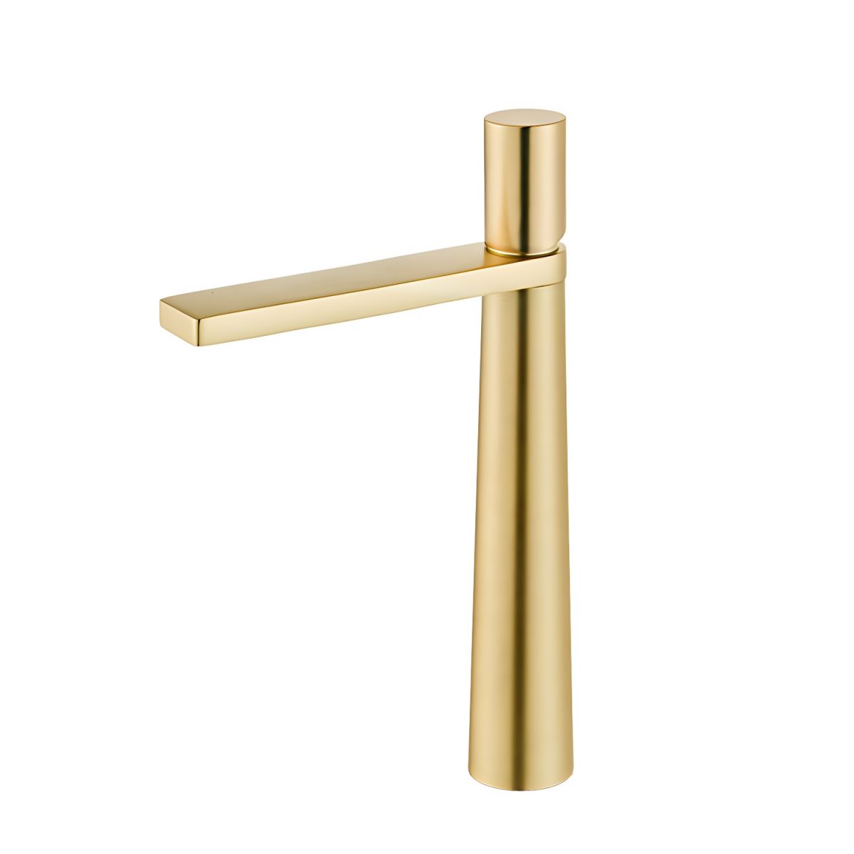 Thalruvne | Modern Cylindrical Silhouette Single Hole Bathroom Sink Tap with Rotary Knob