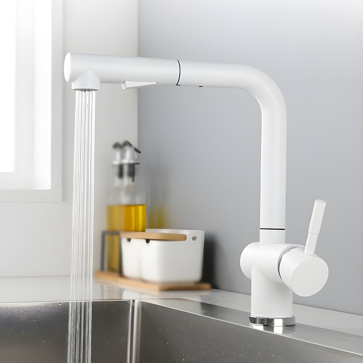 Aerisund | Elegant L-Shaped Retractable Spout Kitchen Sink Mixer Tap