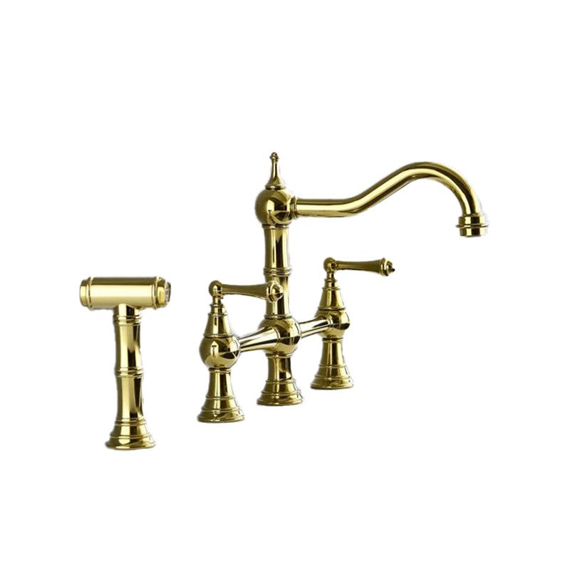 Kalvorth | Modern Dual Lever Low Arc Bridge Kitchen Sink Tap