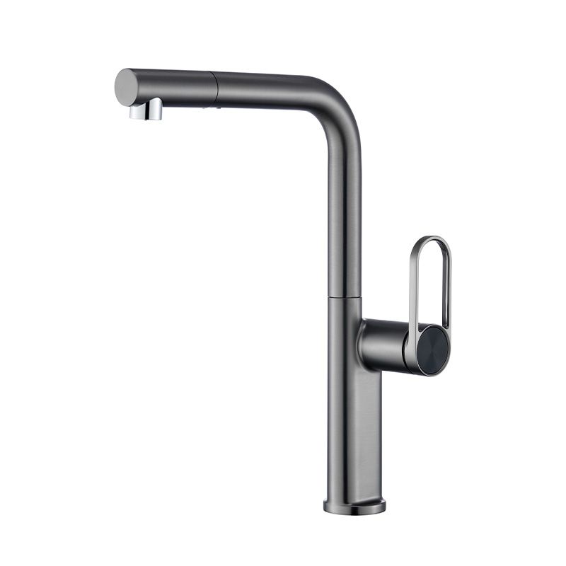 Lindvarek | Elegant L-Shaped Pull Out Kitchen Sink Mixer Tap with Retractable Swivel Spout