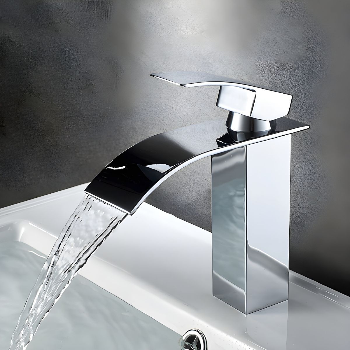 Kestruve | Modern Column Waterfall Spout Bathroom Sink Tap