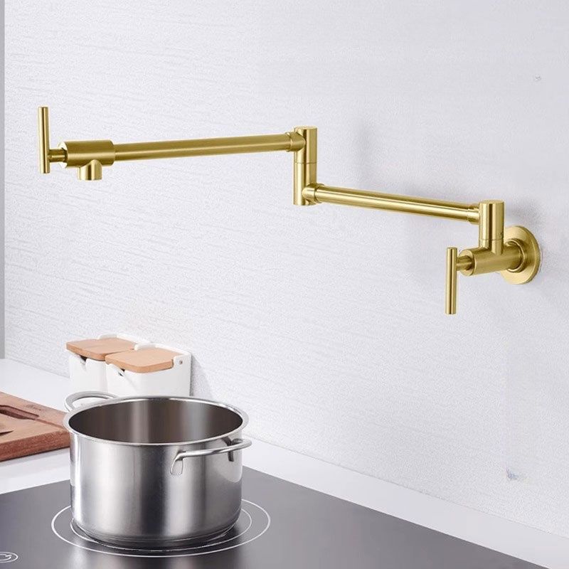 Oksvane | Wall Mounted Folding Arm Dual Lever Pot Filler Kitchen Tap