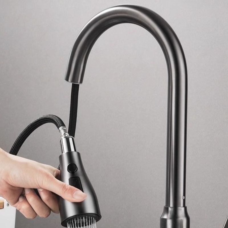 Elthune | Modern Gooseneck Retractable Swivel Spout Kitchen Sink Mixer Tap