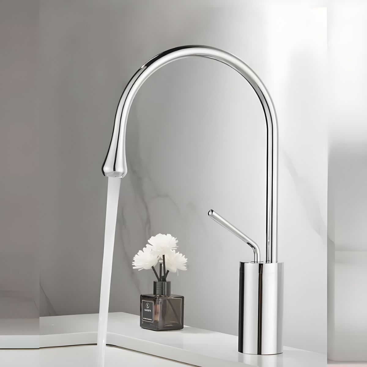 Lyvorne | Modern Circular Swivel Spout Single Lever Vessel Bathroom Basin Tap