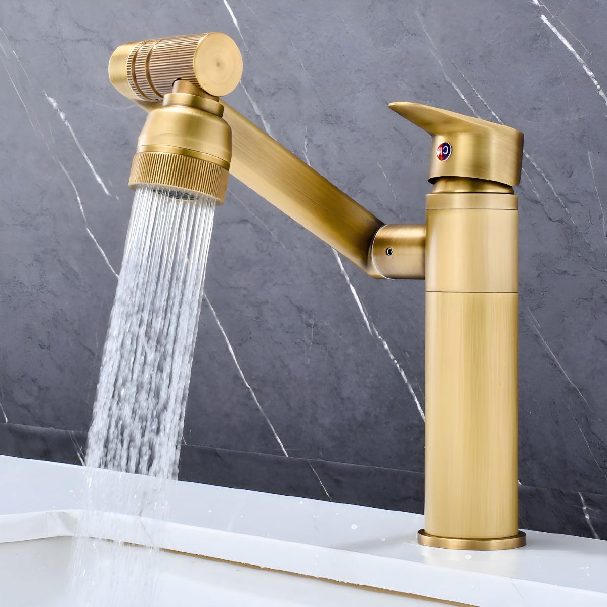 Kyndrill | Modern Articulated Arm Single Lever Bathroom Basin Tap