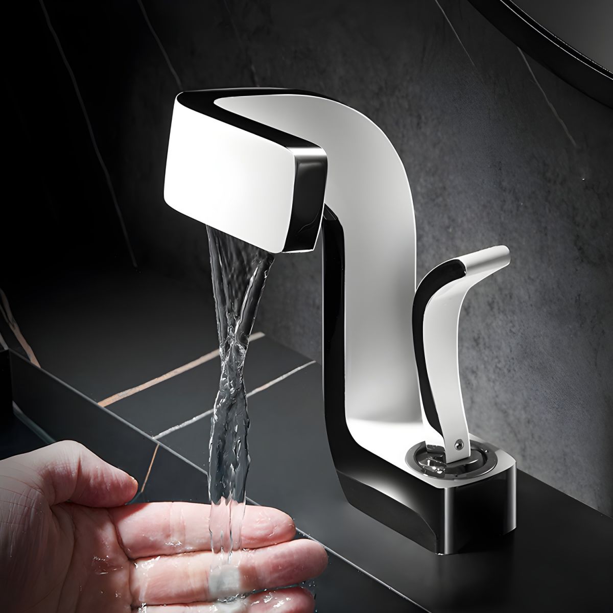 Lythrac | Modern Angular Profile Waterfall Bathroom Basin Tap