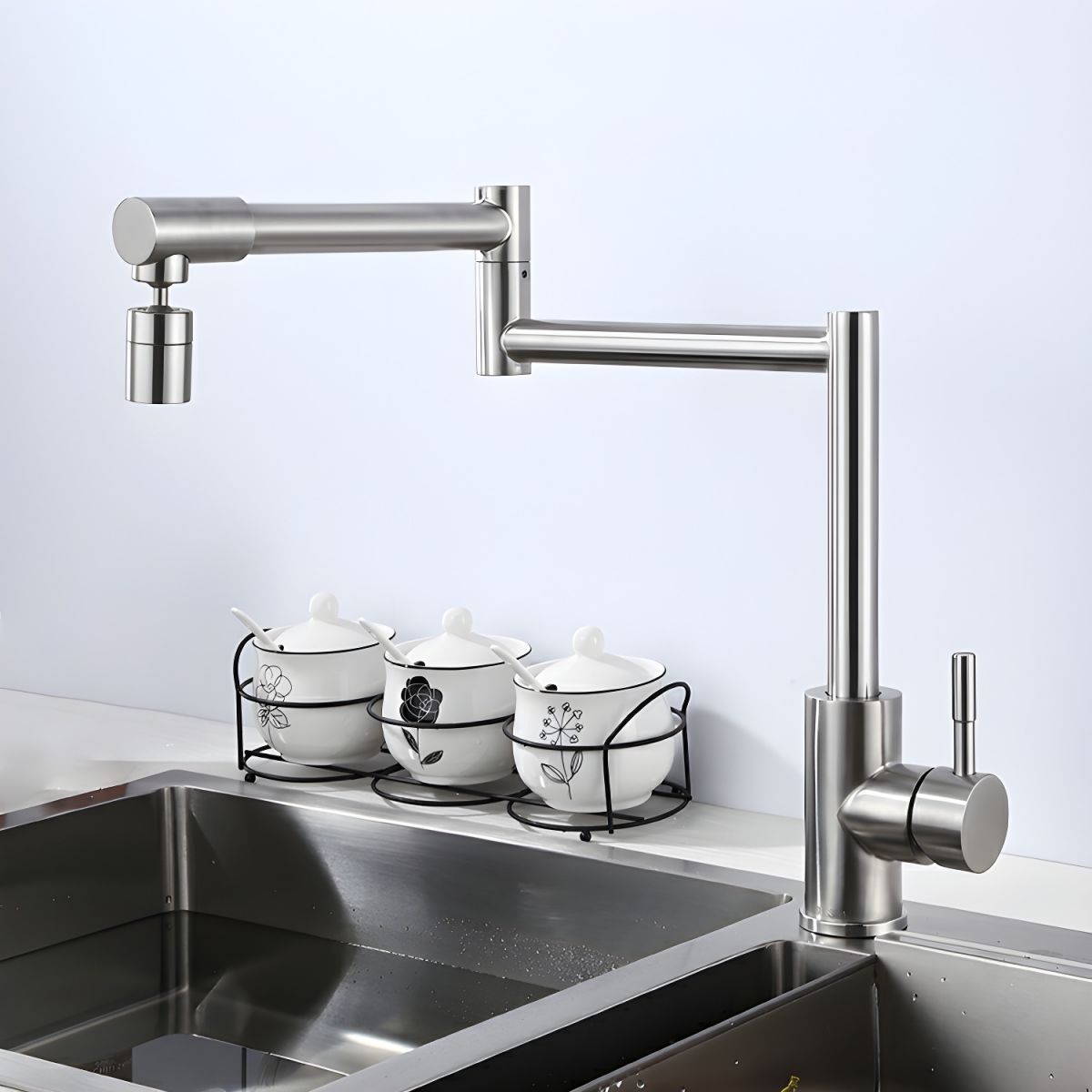 Kalsvie | Sleek Rotatable Arm Swivel Spout Kitchen Sink Mixer Tap
