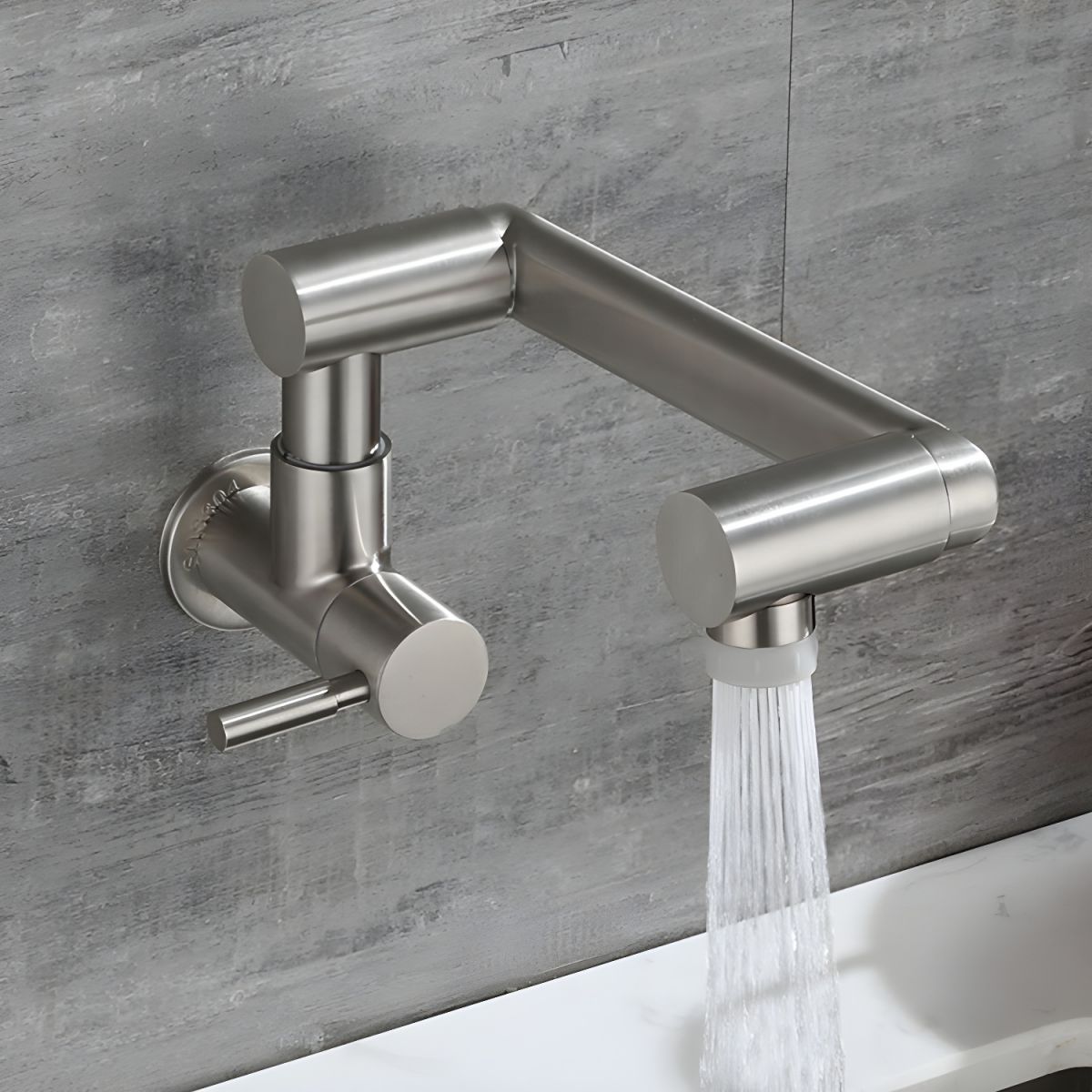 Nythronic | Modern Articulated Arm Swivel Spout Wall Mounted Bathroom Tap