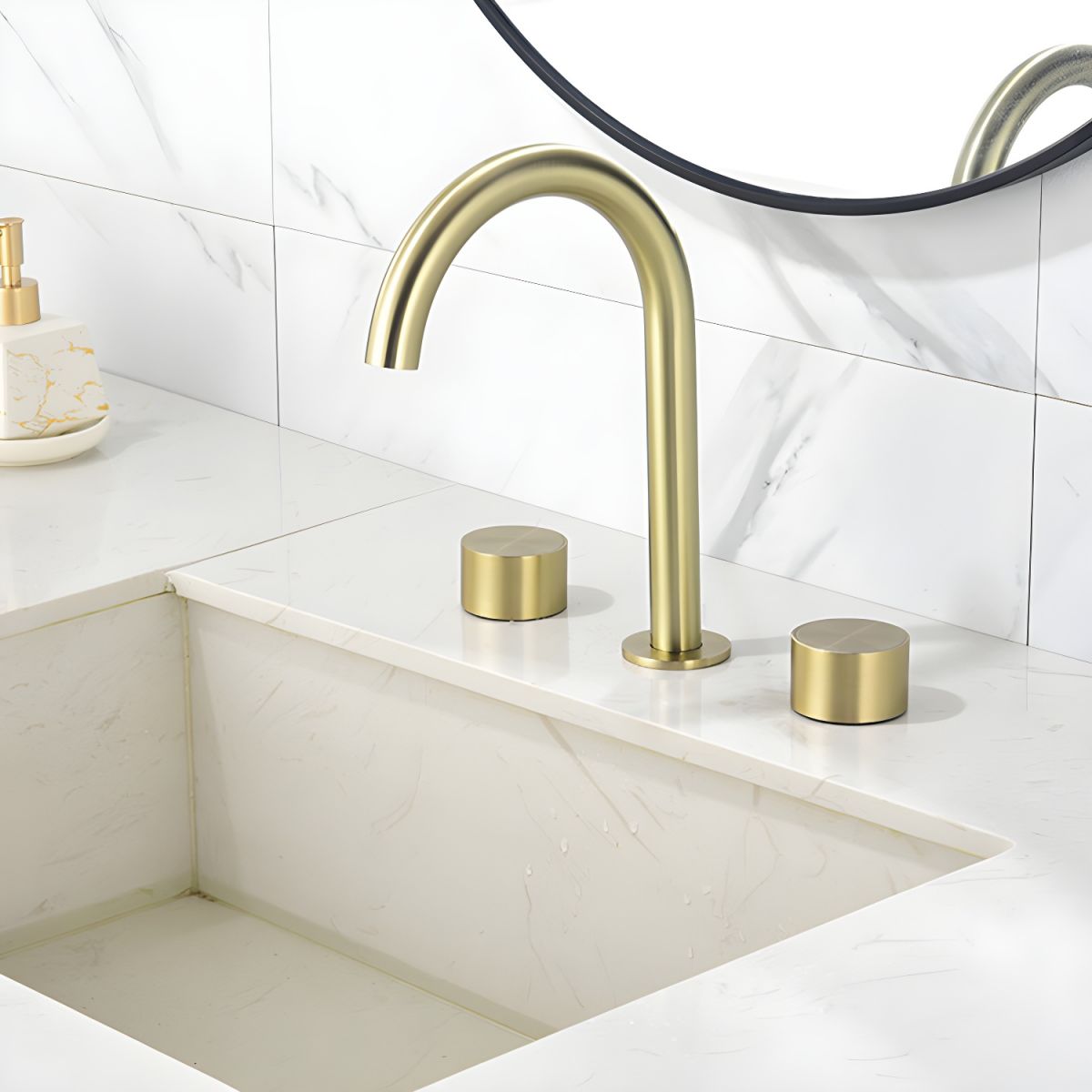 Juvallure | Modern Arched Silhouette Widespread Dual Handle Bathroom Sink Tap