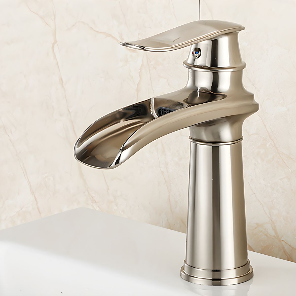Sylthiro | Contemporary Arched Profile Waterfall Spout Vessel Bathroom Tap