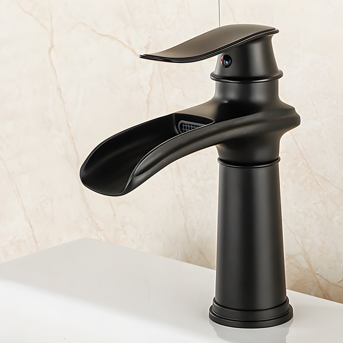 Sylthiro | Contemporary Arched Profile Waterfall Spout Vessel Bathroom Tap