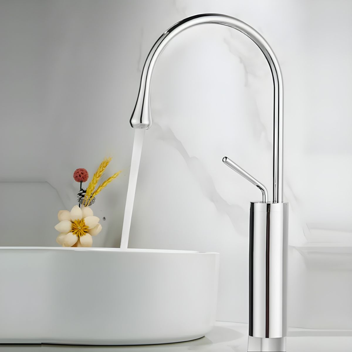 Lyvorne | Modern Circular Swivel Spout Single Lever Vessel Bathroom Basin Tap